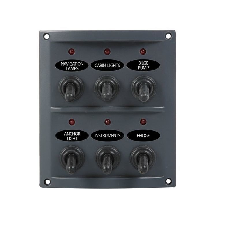 El-panel stnktt med 6 kontakter m/lys