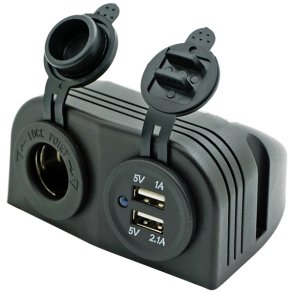 1852 P�bygningspanel med dobbelt USB udtag og cigaretstik