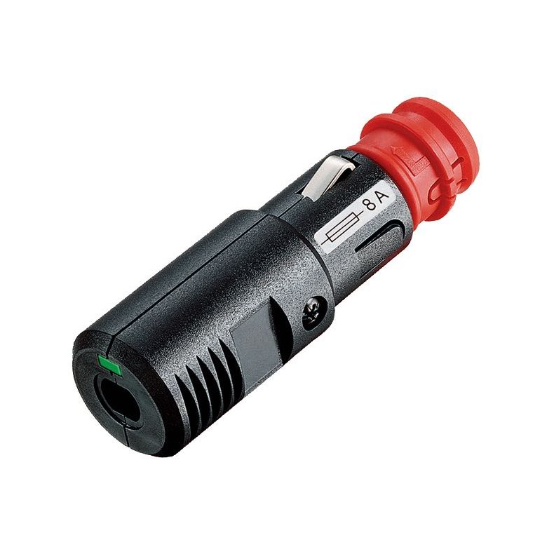 Universalstik med 8 Amp sikring & led til cigarstik, 12/24V