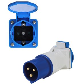 Adapter CEE han / Schuko hun m/stnktt lg, 220V