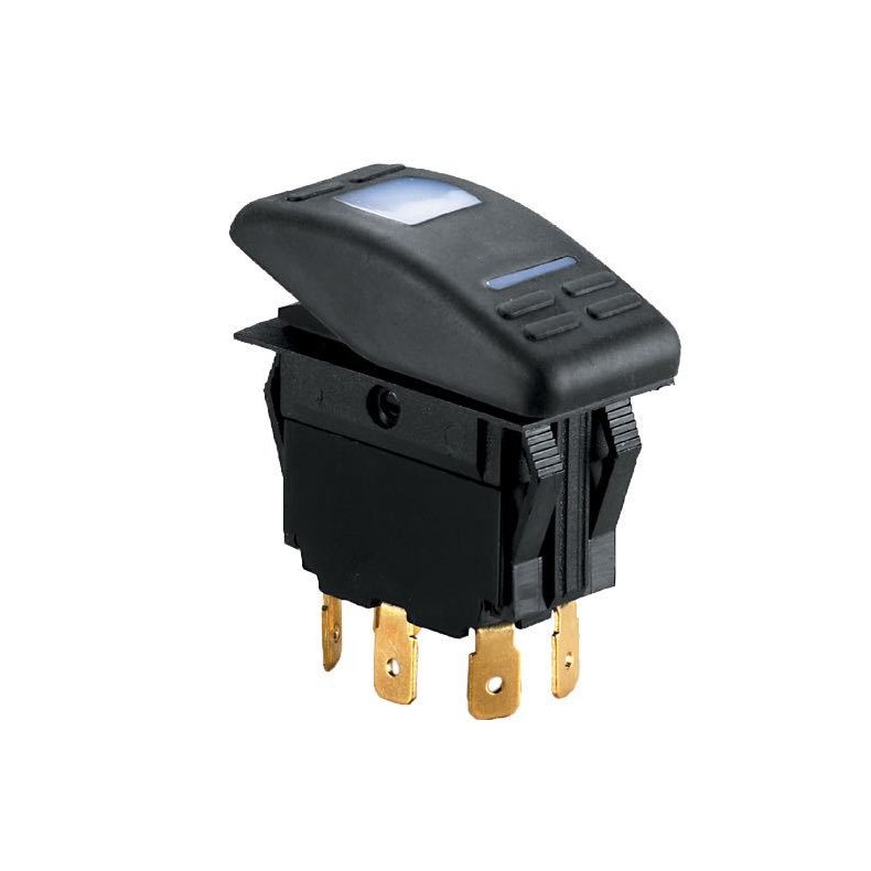 Vandtt kontakt m/symbol, LED og 6 poler on/off/on