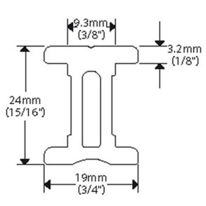 Ronstan I-skinne 19 mm, 3m