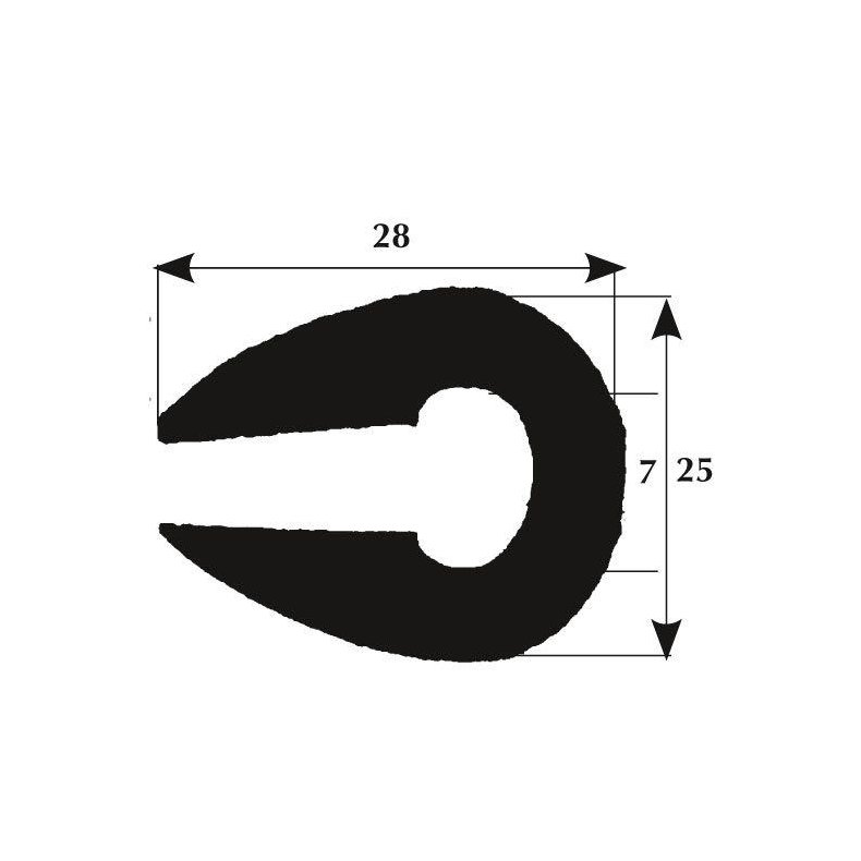 Fenderliste 28x25mm sort, 50m