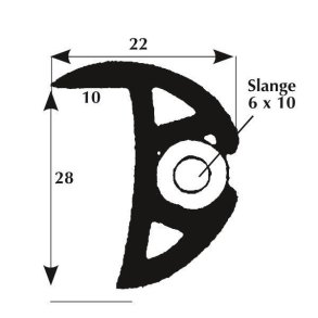 Fenderliste med lbe 25x12/22mm sort, 50m