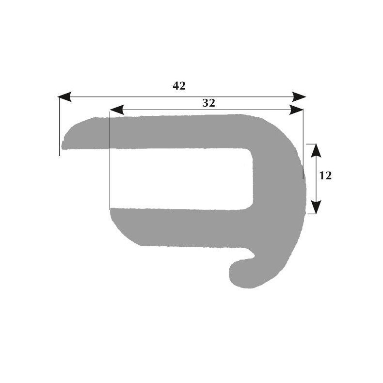 Fenderliste med drypkant 42x12mm gr, 50m